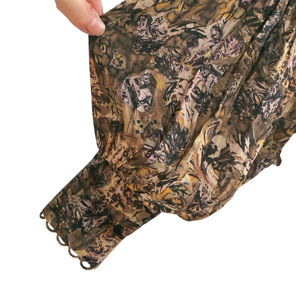 IRO Paris Oversized Boho Abstract Print Bishop Sleeve Blouse - Picture 4 of 7